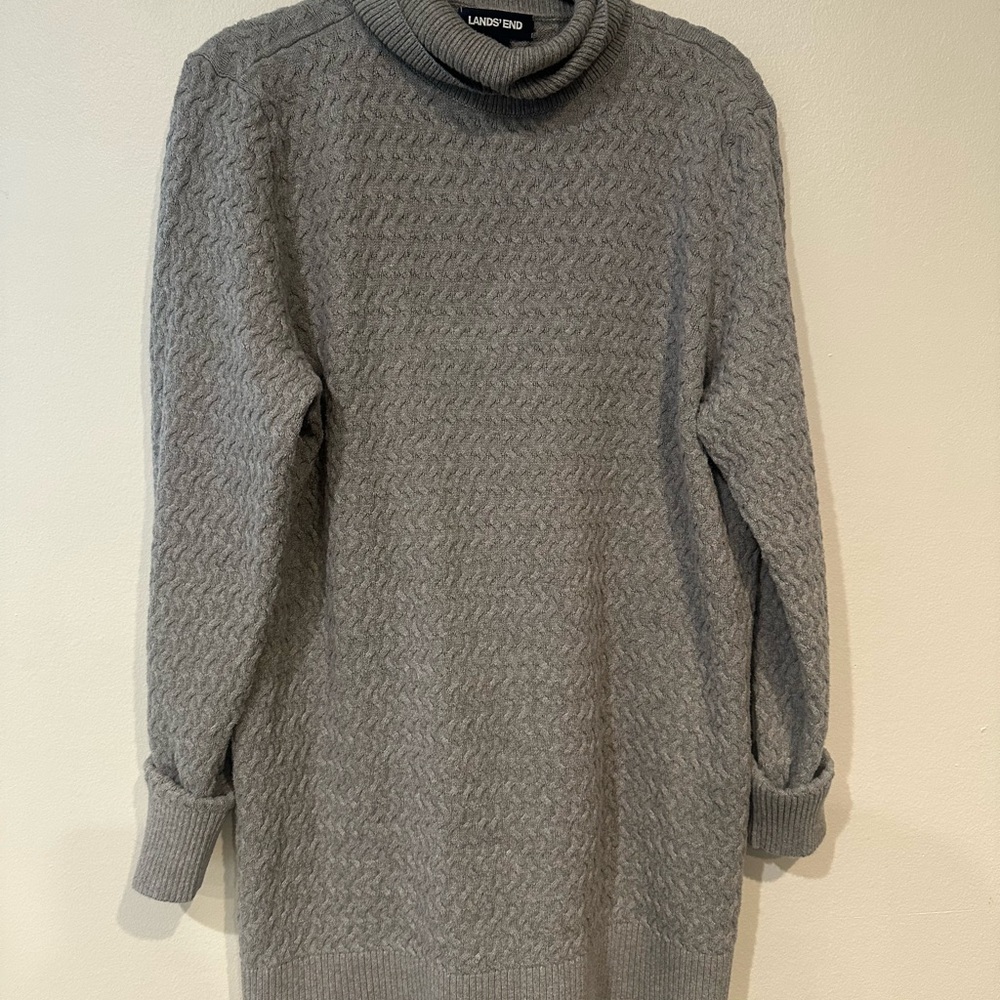 Lands' End Women's Cowl Neck Sweater in Gray